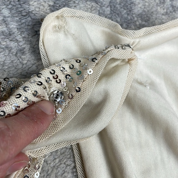 Lapis Sequin Champagne Maxi V Neck Dress with Slit Sparkle - Picture 14 of 15